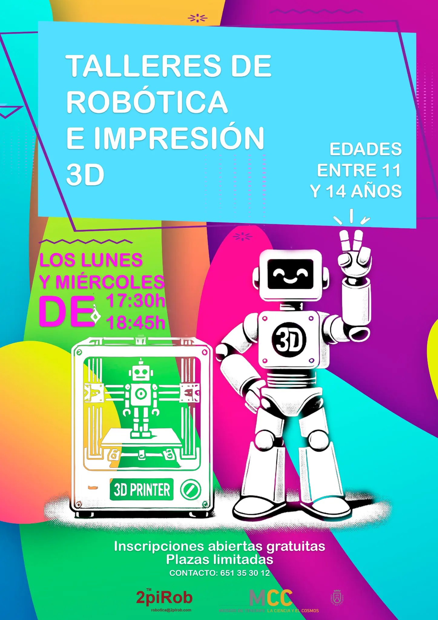 Cartel de los talleres de robótica e impresión 3D